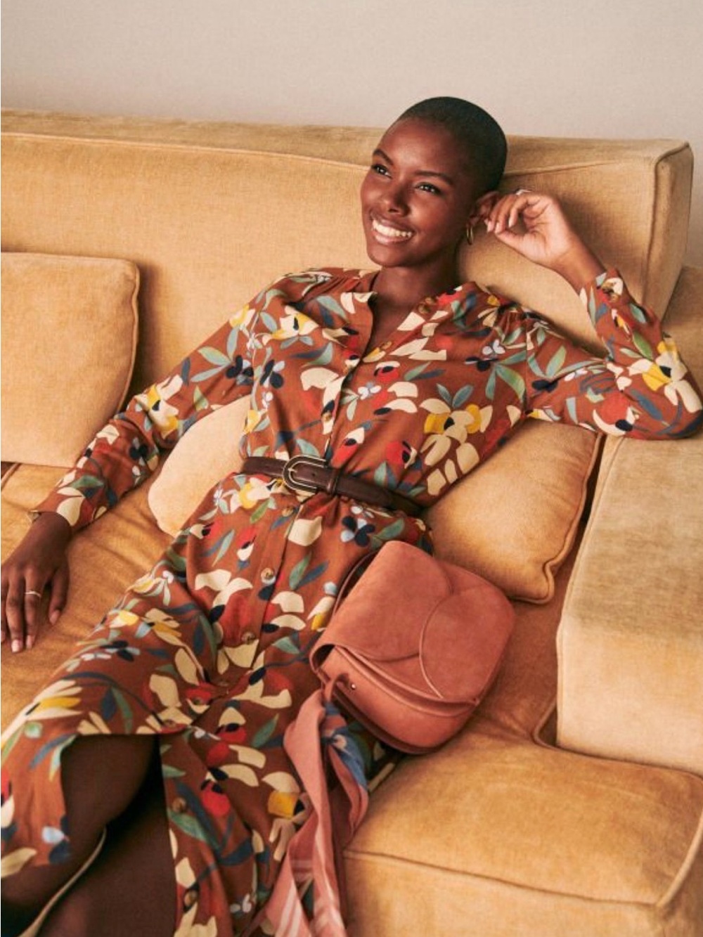 Sezane Brown Floral Maxi Dress